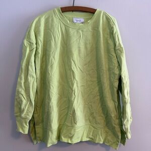 Kersh xl Lime Green boxy cut Sweatshirt with side slit cuts